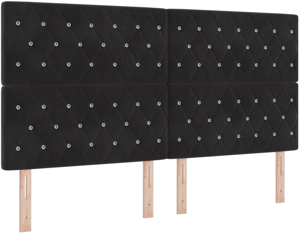 LED saugojimo lova su čiužiniu Juoda 180 x 200 cm Aksomas