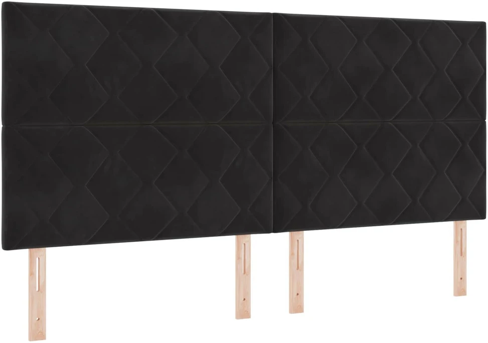 LED saugojimo lova su čiužiniu Juoda 200 x 200 cm Aksomas