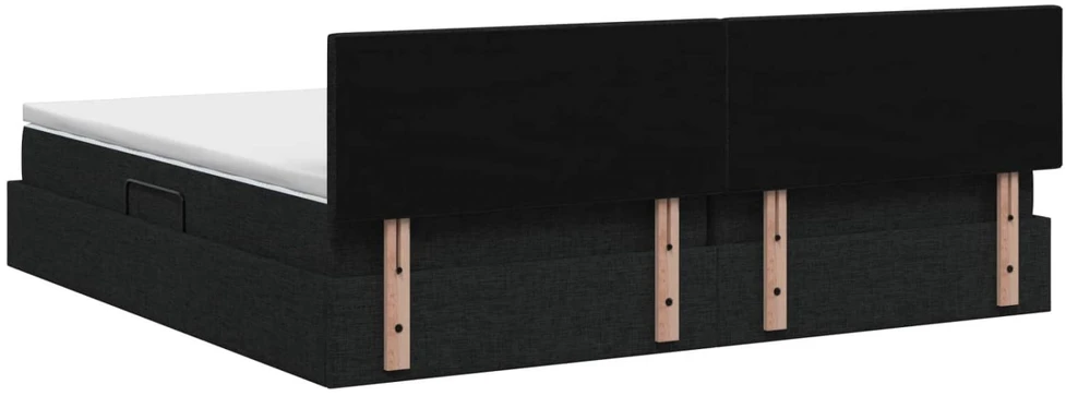 LED saugojimo lova su čiužiniu Juoda 200 x 200 cm Audinys