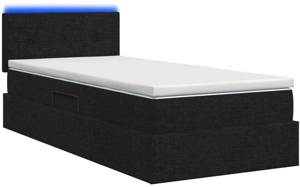 LED saugojimo lova su čiužiniu Juoda 90 x 200 cm Audinys
