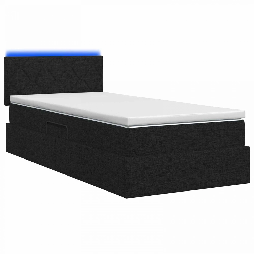 LED saugojimo lova su čiužiniu Juoda 90 x 200 cm Audinys