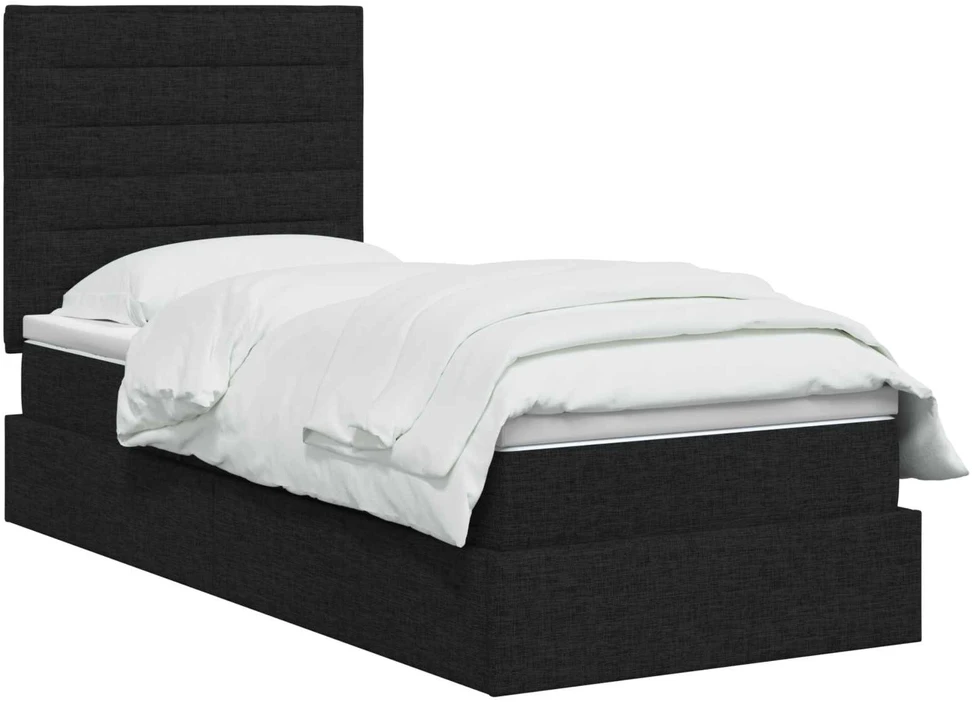 LED saugojimo lova su čiužiniu Juoda 90 x 200 cm Audinys