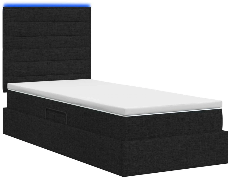 LED saugojimo lova su čiužiniu Juoda 90 x 190 cm Audinys