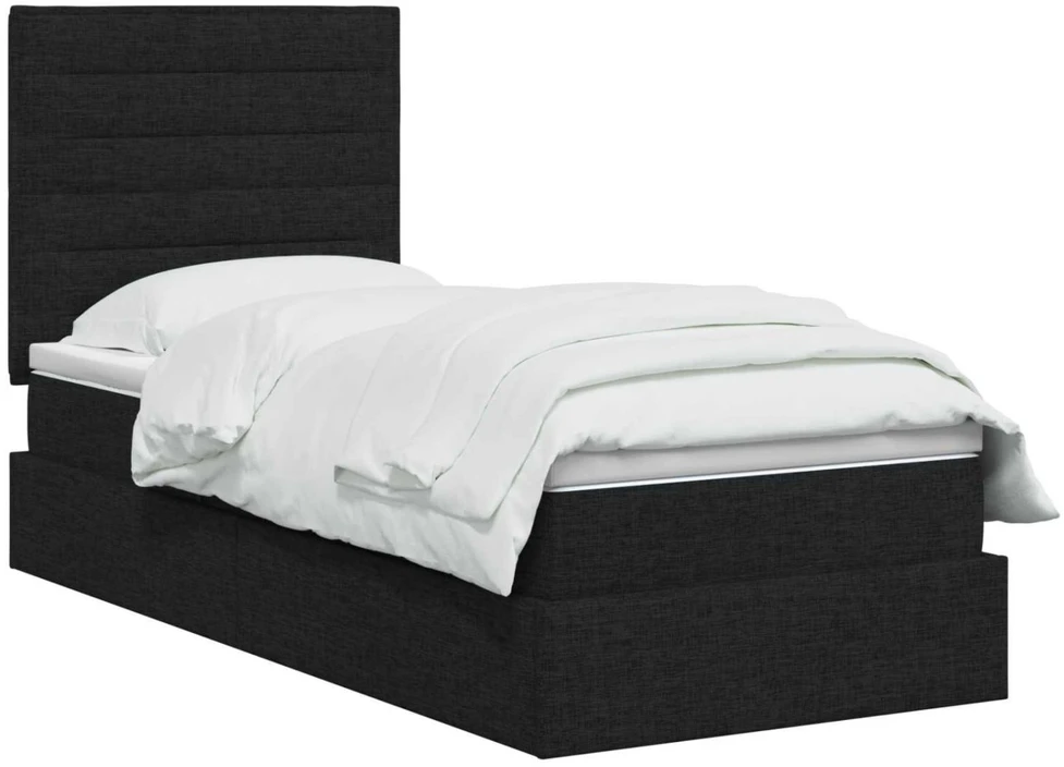 LED saugojimo lova su čiužiniu Juoda 90 x 190 cm Audinys
