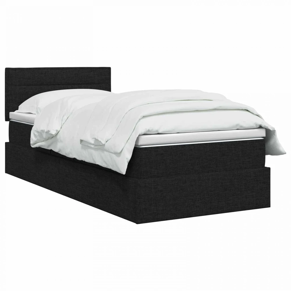 LED saugojimo lova su čiužiniu Juoda 90 x 190 cm Audinys