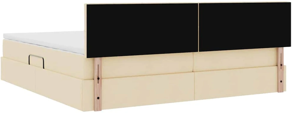 LED saugojimo lova su čiužiniu Kremas 200 x 200 cm Audinys