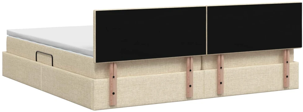 LED saugojimo lova su čiužiniu Kreminė 200 x 200 cm Audinys