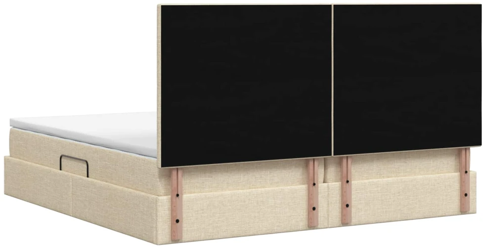 LED saugojimo lova su čiužiniu Kreminė 200 x 200 cm Audinys