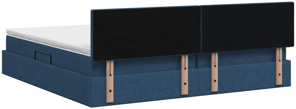 LED saugojimo lova su čiužiniu Mėlyna 200 x 200 cm Audinys