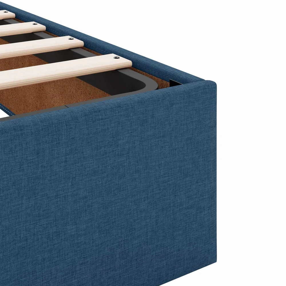 LED saugojimo lova su čiužiniu Mėlyna 200 x 200 cm Audinys