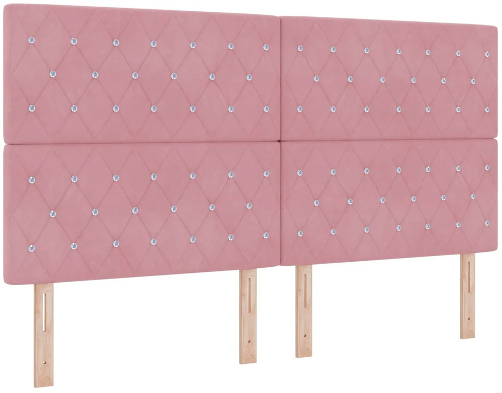 LED saugojimo lova su čiužiniu Rožinė 180 x 200 cm Aksomas