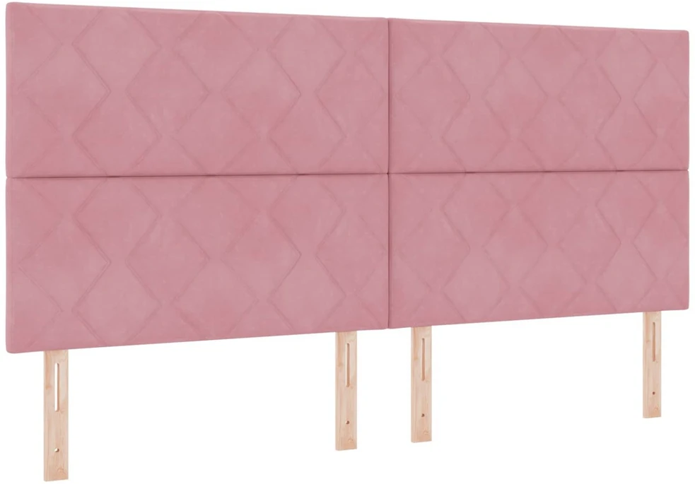 LED saugojimo lova su čiužiniu Rožinė 200 x 200 cm Aksomas