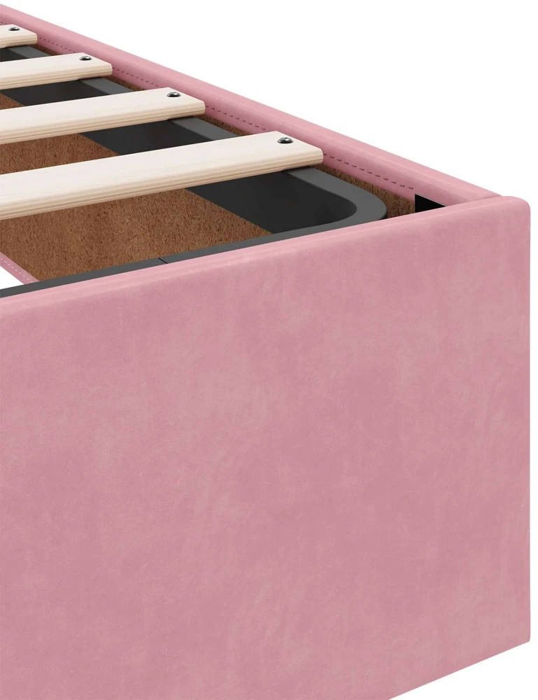 LED saugojimo lova su čiužiniu Rožinė 90 x 190 cm Aksomas