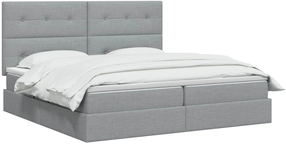 LED saugojimo lova su čiužiniu Šviesiai pilka 200 x 200 cm