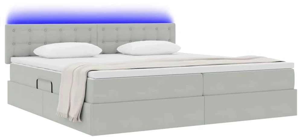 LED saugojimo lova su čiužiniu Šviesiai pilka 200 x 200 cm