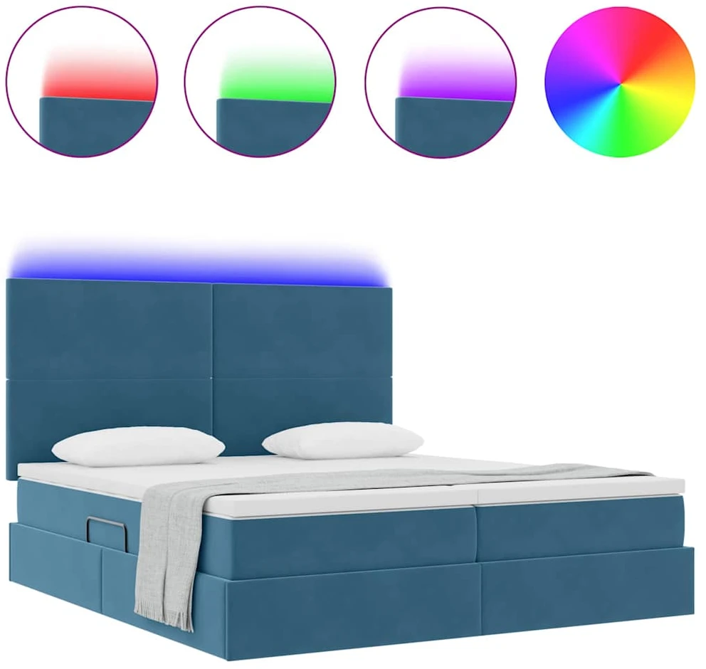LED saugojimo lova su čiužiniu Tamsiai mėlyna 200 x 200 cm