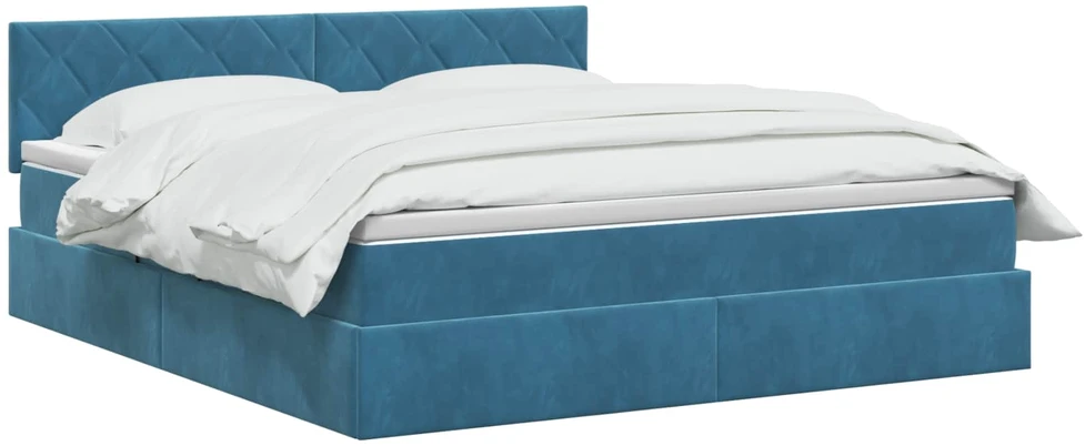LED saugojimo lova su čiužiniu Tamsiai mėlyna 180 x 200 cm