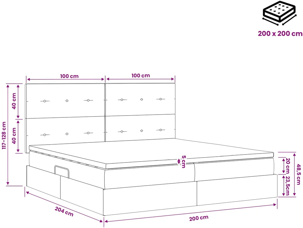LED saugojimo lova su čiužiniu Tamsiai mėlyna 200 x 200 cm