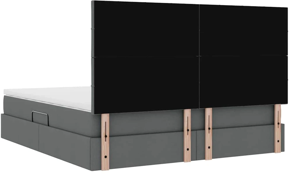LED saugojimo lova su čiužiniu Tamsiai pilka 180 x 200 cm