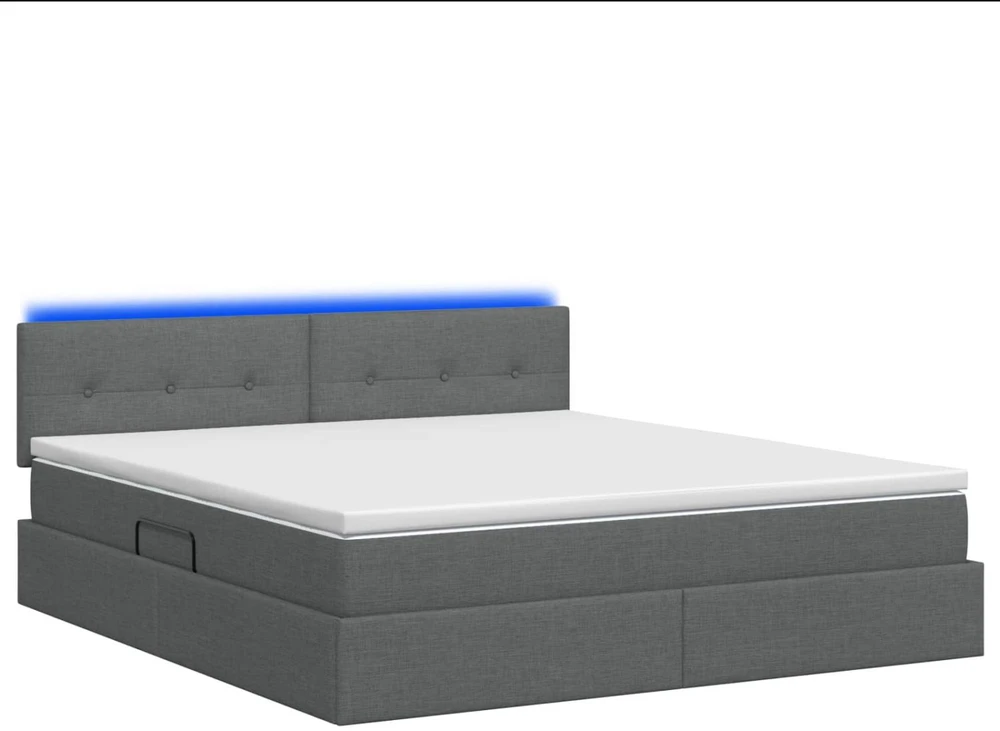 LED saugojimo lova su čiužiniu Tamsiai pilka 140 x 190 cm