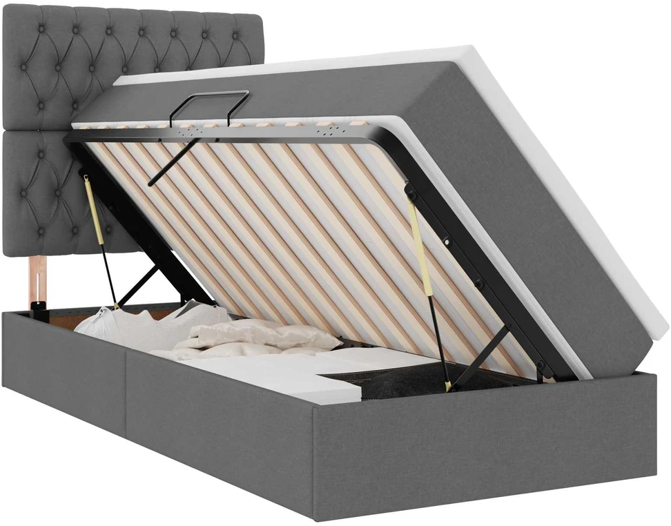 LED saugojimo lova su čiužiniu Tamsiai pilka 90 x 190 cm