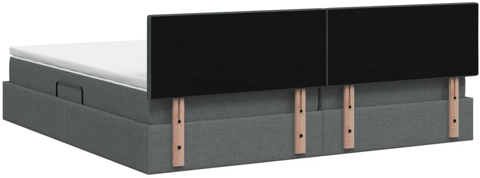 LED saugojimo lova su čiužiniu Tamsiai pilka 200 x 200 cm