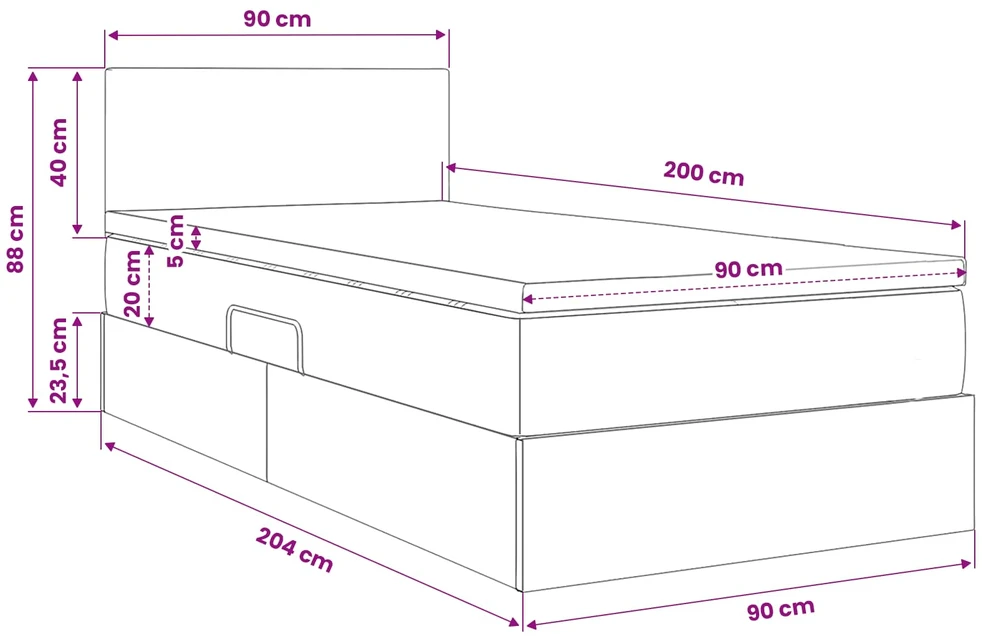 LED saugojimo lova su čiužiniu Tamsiai žalia 90 x 200 cm