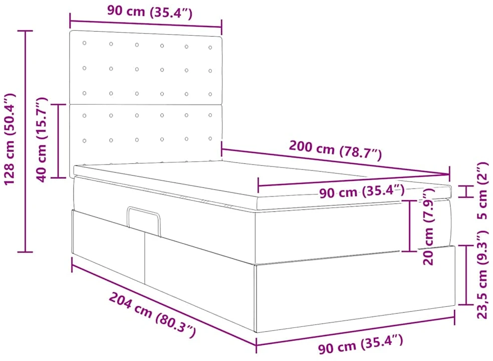 LED saugojimo lova su čiužiniu Tamsiai žalia 90 x 200 cm