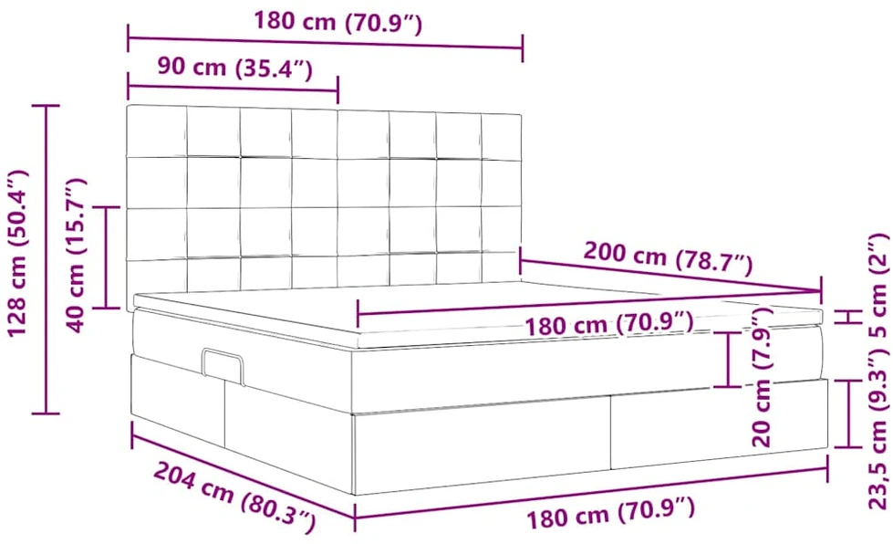 LED saugojimo lova su čiužiniu Tamsiai žalia 180 x 200 cm