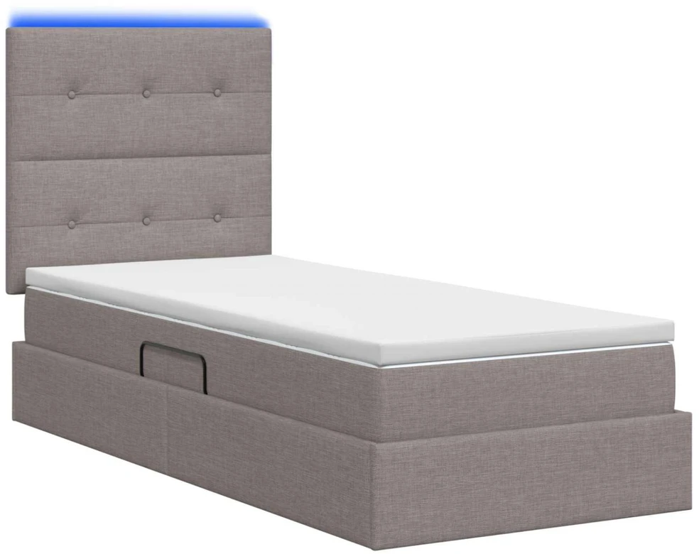 LED saugojimo lova su čiužiniu Taupe 100 x 200 cm Audinys