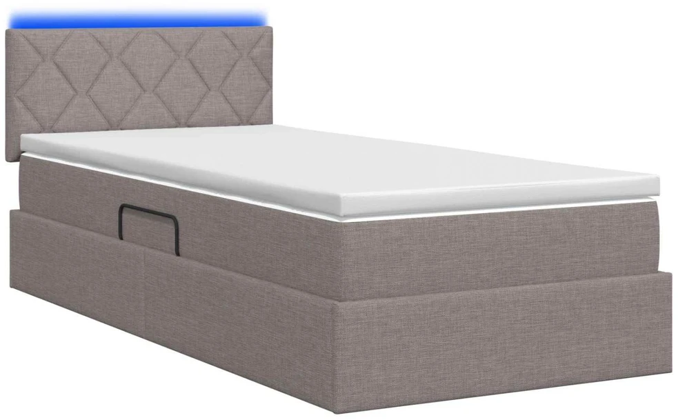 LED saugojimo lova su čiužiniu Taupe 100 x 200 cm Audinys