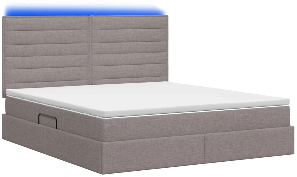 LED saugojimo lova su čiužiniu Taupe 140 x 200 cm Audinys
