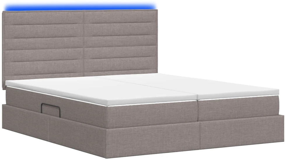 LED saugojimo lova su čiužiniu Taupe 180 x 200 cm Audinys
