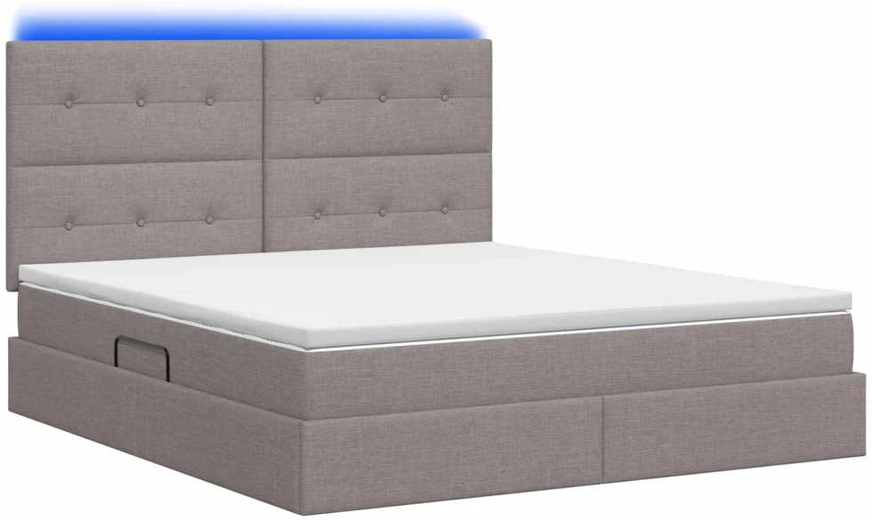 LED saugojimo lova su čiužiniu Taupe 180 x 200 cm Audinys