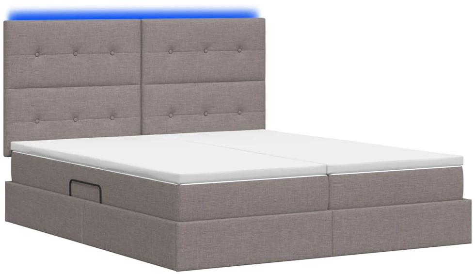 LED saugojimo lova su čiužiniu Taupe 180 x 200 cm Audinys