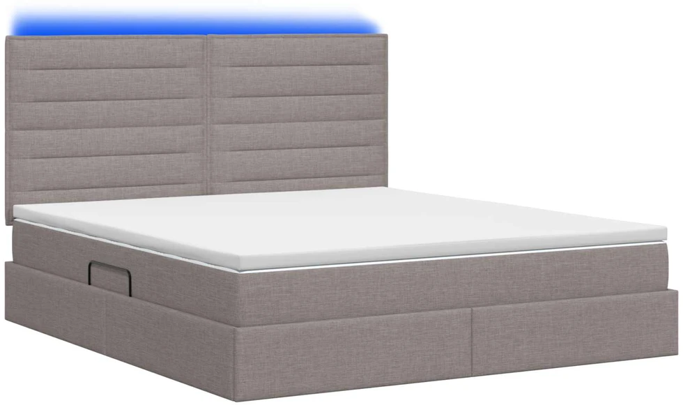 LED saugojimo lova su čiužiniu Taupe 180 x 200 cm Audinys