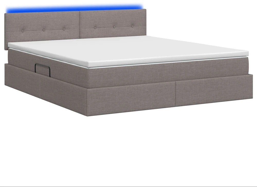 LED saugojimo lova su čiužiniu Taupe 180 x 200 cm Audinys