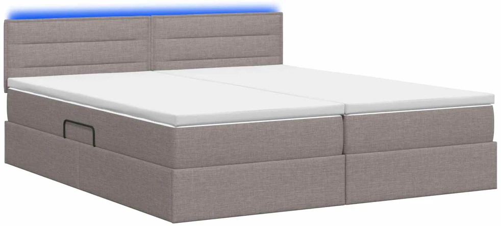 LED saugojimo lova su čiužiniu Taupe 180 x 200 cm Audinys