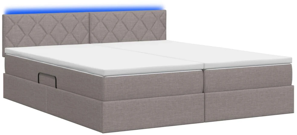 LED saugojimo lova su čiužiniu Taupe 180 x 200 cm Audinys