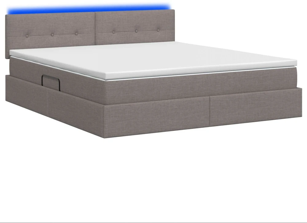 LED saugojimo lova su čiužiniu Taupe 180 x 200 cm Audinys