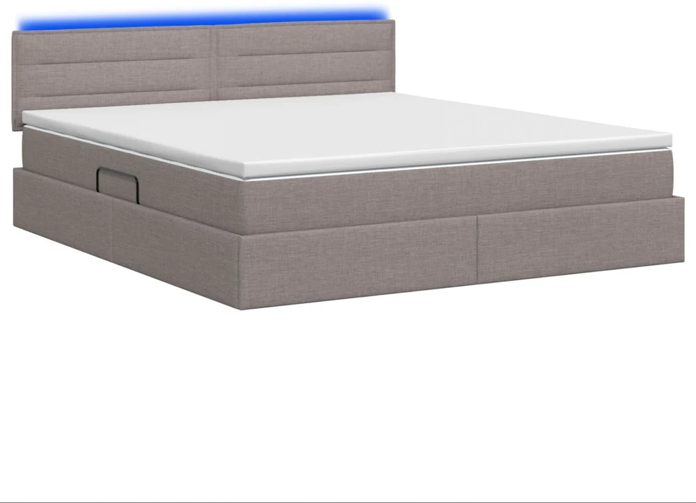 LED saugojimo lova su čiužiniu Taupe 180 x 200 cm Audinys