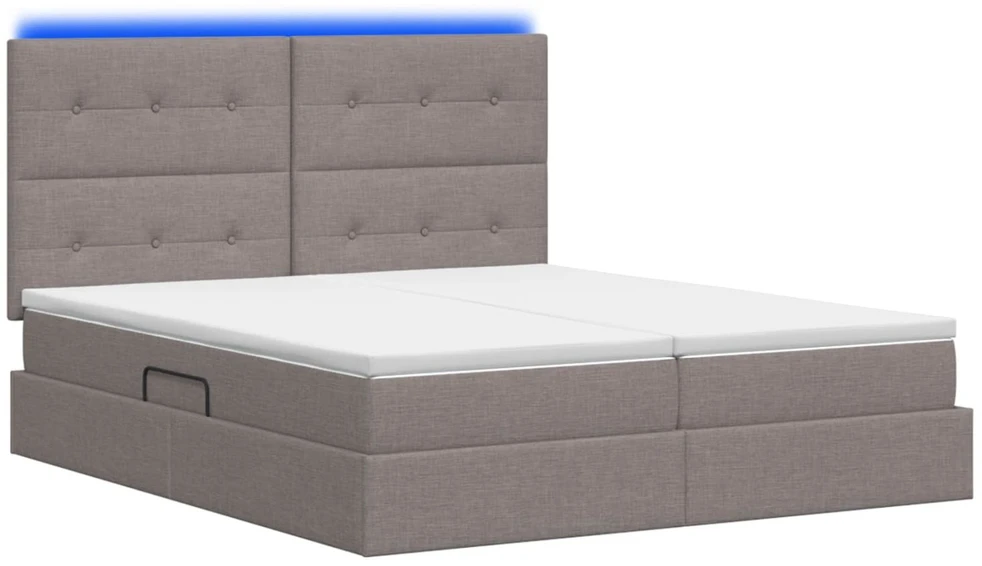 LED saugojimo lova su čiužiniu Taupe 200 x 200 cm Audinys