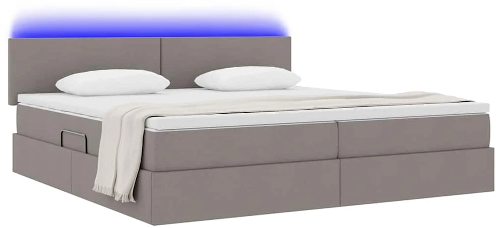 LED saugojimo lova su čiužiniu Taupe 200 x 200 cm Audinys