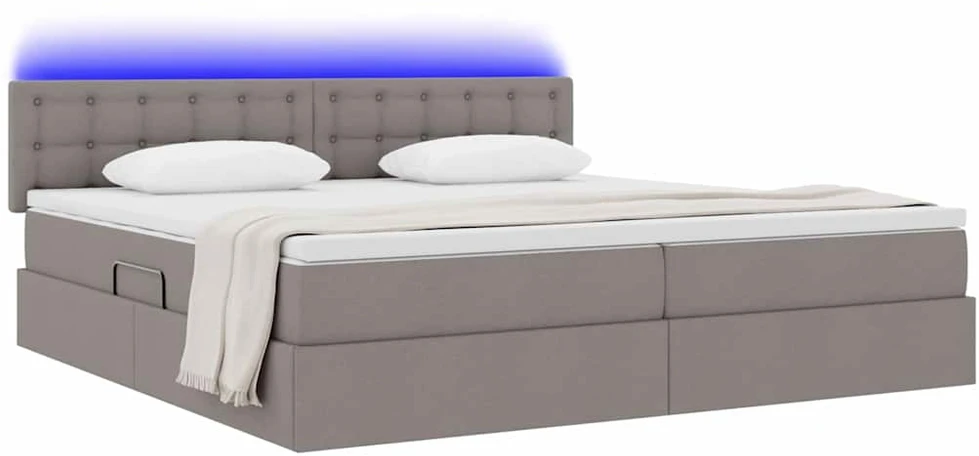 LED saugojimo lova su čiužiniu Taupe 200 x 200 cm Audinys