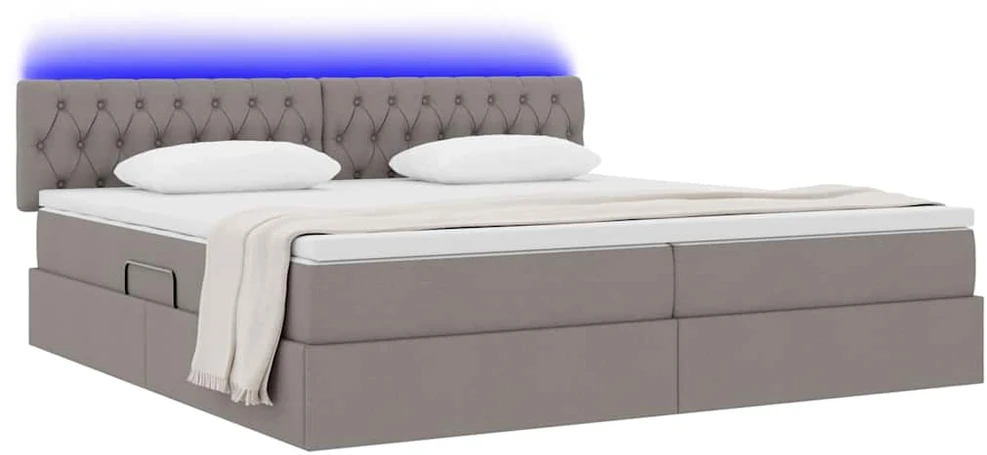 LED saugojimo lova su čiužiniu Taupe 200 x 200 cm Audinys