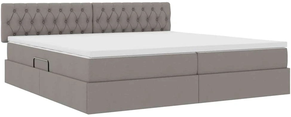 LED saugojimo lova su čiužiniu Taupe 200 x 200 cm Audinys