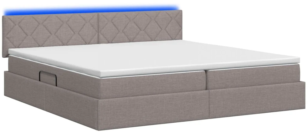 LED saugojimo lova su čiužiniu Taupe 200 x 200 cm Audinys