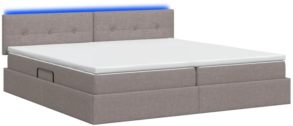 LED saugojimo lova su čiužiniu Taupe 200 x 200 cm Audinys