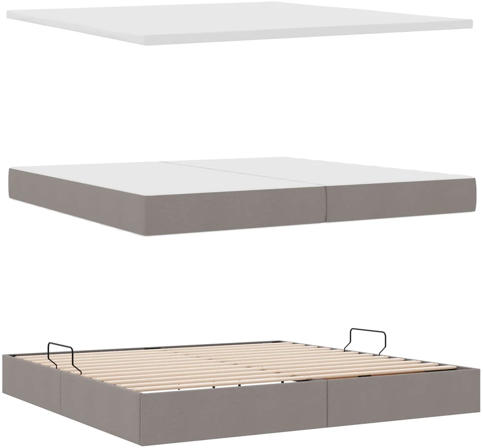 LED saugojimo lova su čiužiniu Taupe 200 x 200 cm Audinys