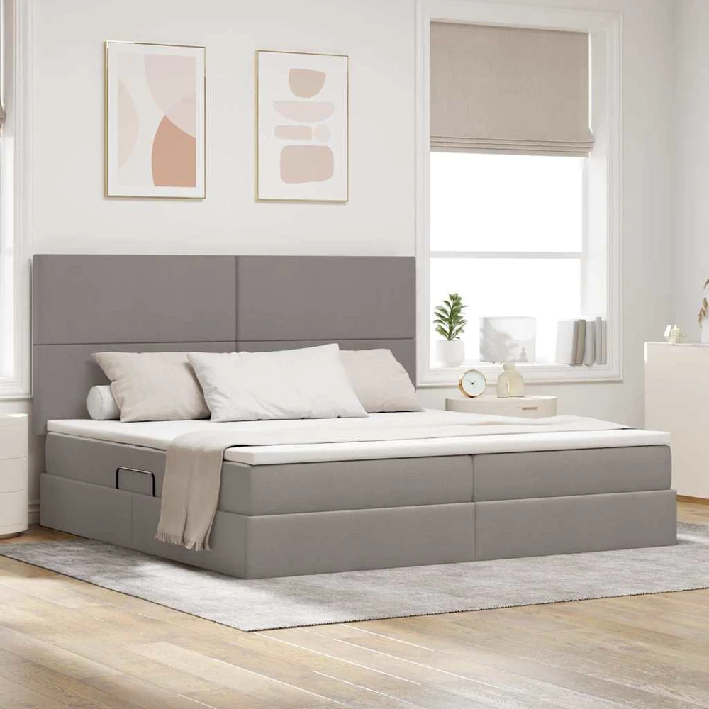 LED saugojimo lova su čiužiniu Taupe 200 x 200 cm Audinys
